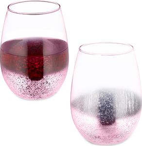 relaxdays Weingläser ohne Stiel 2er Set rosa