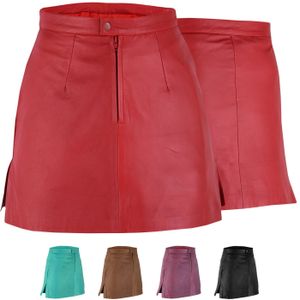 Trendiger Mini Lederrock aus Lammnappa Business Rock echtleder , Größe:36, Farbe:Rot