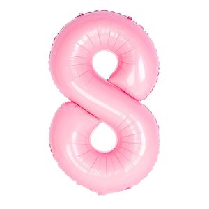 Oblique Unique Folien Luftballon mit Zahl 8 für Kinder Geburtstag Mädchen Jubiläum Party Deko Ballon rosa