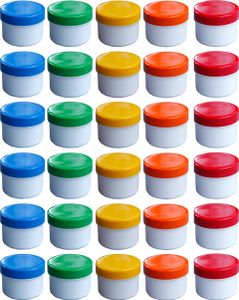 30 Salbendosen, Cremedosen 35ml flach mit farbigen Deckeln - hergestellt in Deutschland