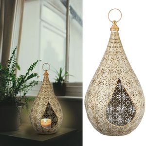 Laterne Windlicht aus Metall Größe L 25,5x48x24cm im Mandaladesign mit Glaseinsatz Gartendeko Wohndeko