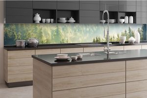 DIMEX Küchenrückwand Folie Selbstklebend Nebel ÜBER Wald 350 x 60 cm | Klebefolie - Dekofolie - Spritzschutz für Küche |  EU