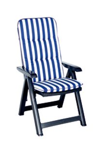Best D.0268 Sesselauflage hoch 120 x 50 x 6 cm , Farbe Blau/Weiß gestreift