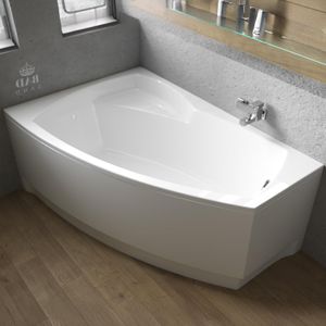 BADLAND Eckbadewanne Badewanne Frida RECHTS 150x90 mit Acrylschürze, Füßen und Ablaufgarnitur GRATIS