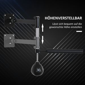 HOMCOM Boxgestell Boxtraining Wandhalterung klappbar mit drehbarer Reflexstange Speedball höhenverstellbar für Jugendliche und Erwachsene