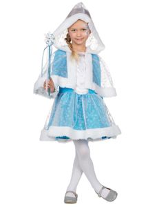 Hübsche Schneeprinzessin Kinderkostüm blau-weiß