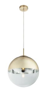 Globo Lighting Hängeleuchte Metall, Glas, goldfarben, Kabel PVC Transparent, ø: 300mm, H: 1200mm, exkl. 1x E27 40W 230V