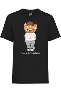 Simple And Beautiful Kinder T-Shirt Cute Teddy Bear, 9-11 Jahr - 140 / Schwarz