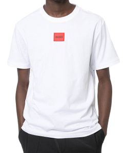 HUGO Herren T-Shirt - Diragolino212 Rundhals, Logo,1/2-Arm, Baumwolle Weiß L