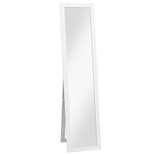 HOMCOM Standspiegel, Ganzkörperspiegel mit Ständer, freistehender Wandspiegel, Ankleidespiegel, Garderobenspiegel für Schlafzimmer, Flur, Alu, Weiß, 37 x 157 cm