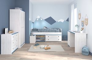 Kinderzimmer komplett Set Parisot Smoozy 5-teilig mit Bett 90x200 Kleiderschrank und Schreibtisch