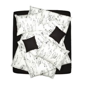 SCANquilt povlečení KLASIK DESIGN passengers smetanovočerná 100% bavlna 240 x 200/2 x 70 x 90 cm