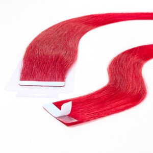 hair2heart Tape Extensions Human Hair Straight - 10 pásků 2,5g 40cm Red