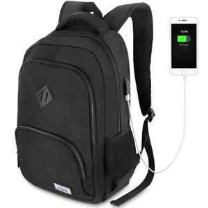 Černý pánský batoh - Batohy do příručních zavazadel na notebook Business batoh na počítač USB s 15,6" přihrádkou na notebook, vodotěsný, nabíjecí port USB, 20–35 l