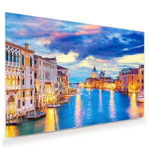 Glasbild Wandbild Venedig, Basilika, Sunset 120x80cm in XXL für Wohnzimmer, Schlafzimmer, Badezimmer, Flur