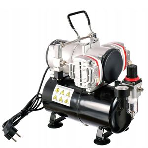 Zweikolben-Hochleistungs-Airbrush-Kompressor mit Wasserabscheider für den Modellbau, 46 l/min Technic AS28A