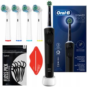 Oral-B Vitality PRO Protect X Clean Black Elektrische Zahnbürste + 4 Ersatzaufsätze
