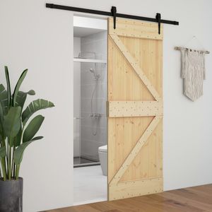 CHIC Schiebetür Tür Zimmertür, elegante Design Schiebetür mit Beschlag 90x210 cm mit robustem Kiefer Massivholz