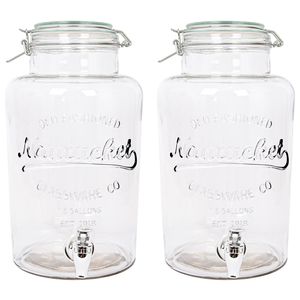 2x 6.5L Getränkespender aus Glas mit Tap - Groß Küche Party Wasser Saft Punsch Trinken Kühlschrank Container Krug Flasche Glas - Von Rink Drink