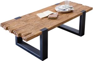 SIT Möbel Couchtisch | recyceltes Teak antikfinish | Gestell Metall schwarz | B 130 x T 60 x H 46 cm | 11416-01 | Serie CROCO