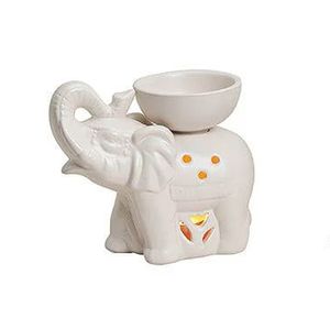 Duftlampe aus Keramik Elefant weiß, Teelichthalter, Aromatherapie, Dekoration, Handmade