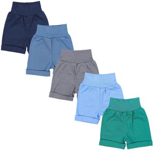 TupTam Uni Baby Pumphose Sommershorts Baumwolle 5er Pack, Farbe: Gerades Bein/Blau Grau Grün, Größe: 86/92