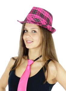 Gangster Hut Panama Hut kariert pink für Damen Herren