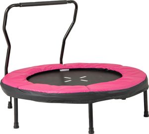 COSTWAY Ø102cm detská trampolína, fitness trampolína s odnímateľnou rukoväťou, mini trampolína do 100 kg, záhradná trampolína pre deti od 3 do 6 rokov, ružová