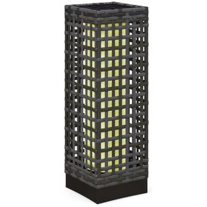 Outsunny lampy solarne rattanowe z czujnikiem światła, ładowalna lampa solarna LED IP44 wodoodporna, lampa zewnętrzna latarnia solarna do ogrodu balkonu dziedzińca, 15,5 x 15,5 x 46 cm, szara