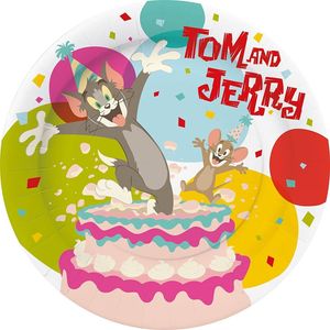 Tom a Jerry - okrúhly tanier na tortu - balenie 10 ks - papier SG26857 (jedna veľkosť) (farebný)