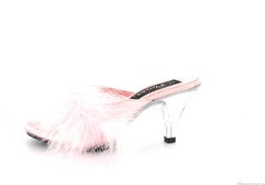 FABULICIOUS BELLE-301F Pantolette aus Satin mit edlen Federn