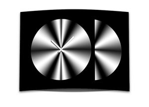 Wanduhr XXL 3D Optik Dixtime schwarz weiß Kreis 50x70 cm leises Uhrwerk GR-005