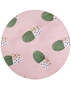 BELIANI Teppich Rosa und Grün Polyester Rund 120 x 120 cm Kurzflor Kaktus Muster Bedruckt Kinderzimmer Schlafzimmer Deko Accessoires