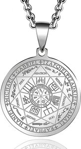 Schutzengel Halskette Silberfarben - 7 Engel Talisman / Medaillon - Erzengel - Engel Anhänger - 60cm