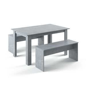 Vicco Dining table set Sentio, 90 x 140 cm with 2 benches, Concrete