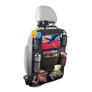 Intirilife Multifunktionale Autorücksitz Tasche Aufbewahrungstasche Rücklehnenschutz aus Polyester in Schwarz - 41 x 61 cm