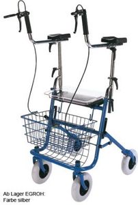 Arthritis-Rollator SENIO SRL,m.Tablett,Korb,Sitz,PU,silber,