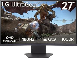 LG 27GS60QC-B - Ultrapřenosný monitor, 27", QHD (2560 x 1440), VA panel, 16:9, HDMI, 180 Hz, 1ms FreeSync, univerzální připojení, barva fialově šedá