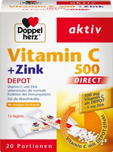 Doppelherz | Aktiv Vitamin C 500 Direkt + Zink Depot | 20 Portionen