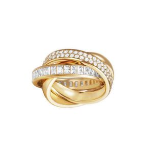 Esprit Damen Ring Edelstahl Gold Tridelia Zirkonia ESRG02258B1, Ringgröße:54 (17.2 mm Ø)