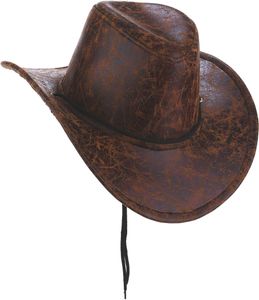Cowboyhut aus Kunstleder Kostüm-Accessoire braun