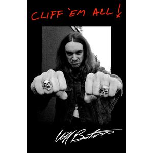 Metallica - Poster "Cliff Em All", Stoff RO5001 (Einheitsgröße) (Schwarz/Weiß/Rot)