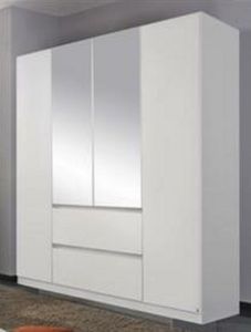 Kleiderschrank - Alpinweiß - 181 x 197 cm - 4 Türen - 2 Schubladen