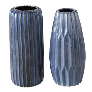 Vase "Aquarel", 2er Set, aus Keramik, H24cm, von Boltze, blau