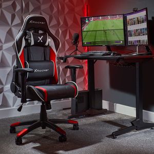 X Rocker Agility JR ergonomischer Gaming Stuhl für Kinder & Jugendliche in Schwarz/Rot | Schreibtischstuhl mit Armlehnen und Wippfunktion, drehbar und höhenverstellbar bis 100kg