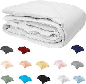 Bettdecke 200x220 cm mit Bezug Weiss - 4 Jahreszeiten Bettdecken mit 300 g/m² Füllung + Bettbezug aus%100 Baumwolle Single