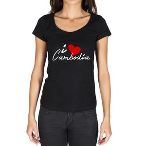 Damen Grafik T-Shirt Ich liebe Kambodscha – I Love Cambodia – Öko-Verantwortlich Vintage Jahrgang Kurzarm Lustige Druck Geburtstag Geschenk Frau