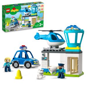 LEGO 10959 DUPLO Polizeistation mit Hubschrauber und Polizeiauto, Polizei-Spielzeug für Kleinkinder ab 2 Jahre, Lernspielzeug