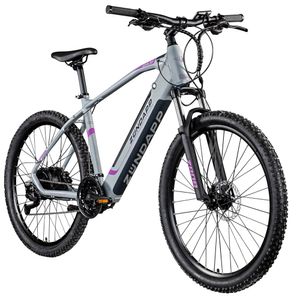 Zündapp Z808 E-Mountainbike für Damen und Herren ab 170 cm E Bike 27,5 Zoll EMTB Hardtail Pedelec Fahrrad Elektrofahrrad, Farbe:silber/lila, Rahmengröße:48 cm