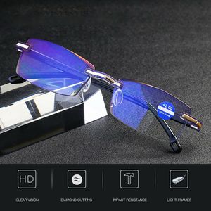 2stk. Anti Blaulicht Brille Uni Lesebrille randlos für TV Computer Blaulichtfilter +2.0  Dioptrien